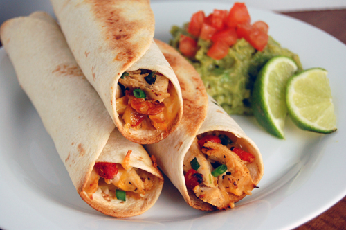 Baked Chicken Taquitos with Wheat Tortillas