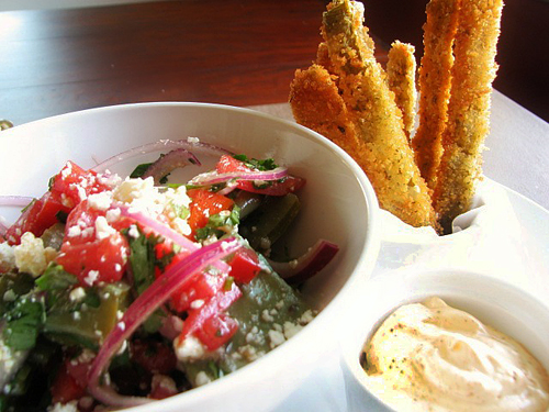 Cactus Fries & Salad w/ Ancho Chile Dip