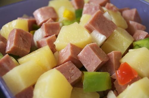 spam and pineapple with peppers