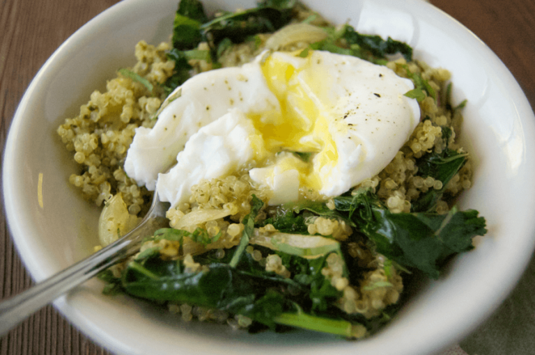 Kale Pesto Quinoa w/ Poached Egg Savour the Senses