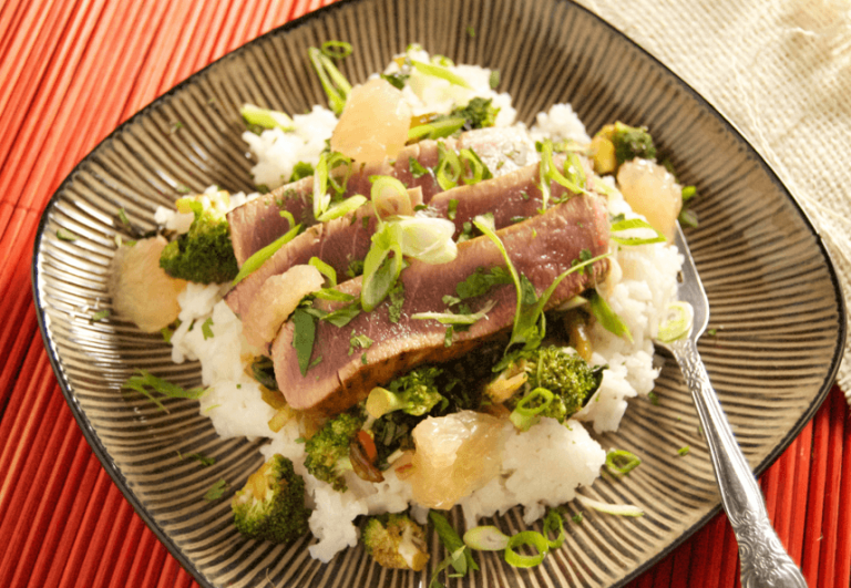 GrapefruitGinger Seared Tuna w/ Coconut Rice Savour the Senses