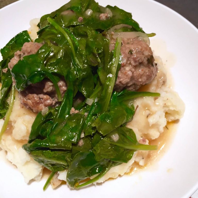 White Wine Braised Meatballs, Kale & Spinach Savour the Senses