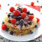 Eggless Crepe Cake w/ Berry Compote