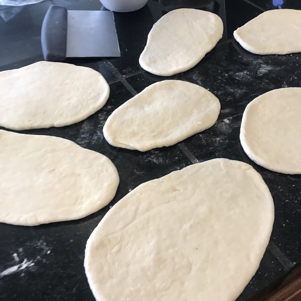 naan dough rolled out