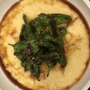 Hot-Honey Soft Polenta with Blistered Shishito Peppers