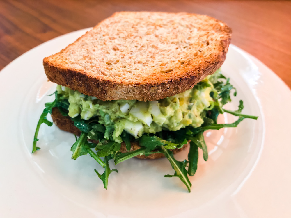 healthy egg salad sandwich with avocado instead of mayo